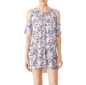 Amanda Uprichard Printed Ora Cold Shoulder Mini‎ Dress Pink Blue Medium